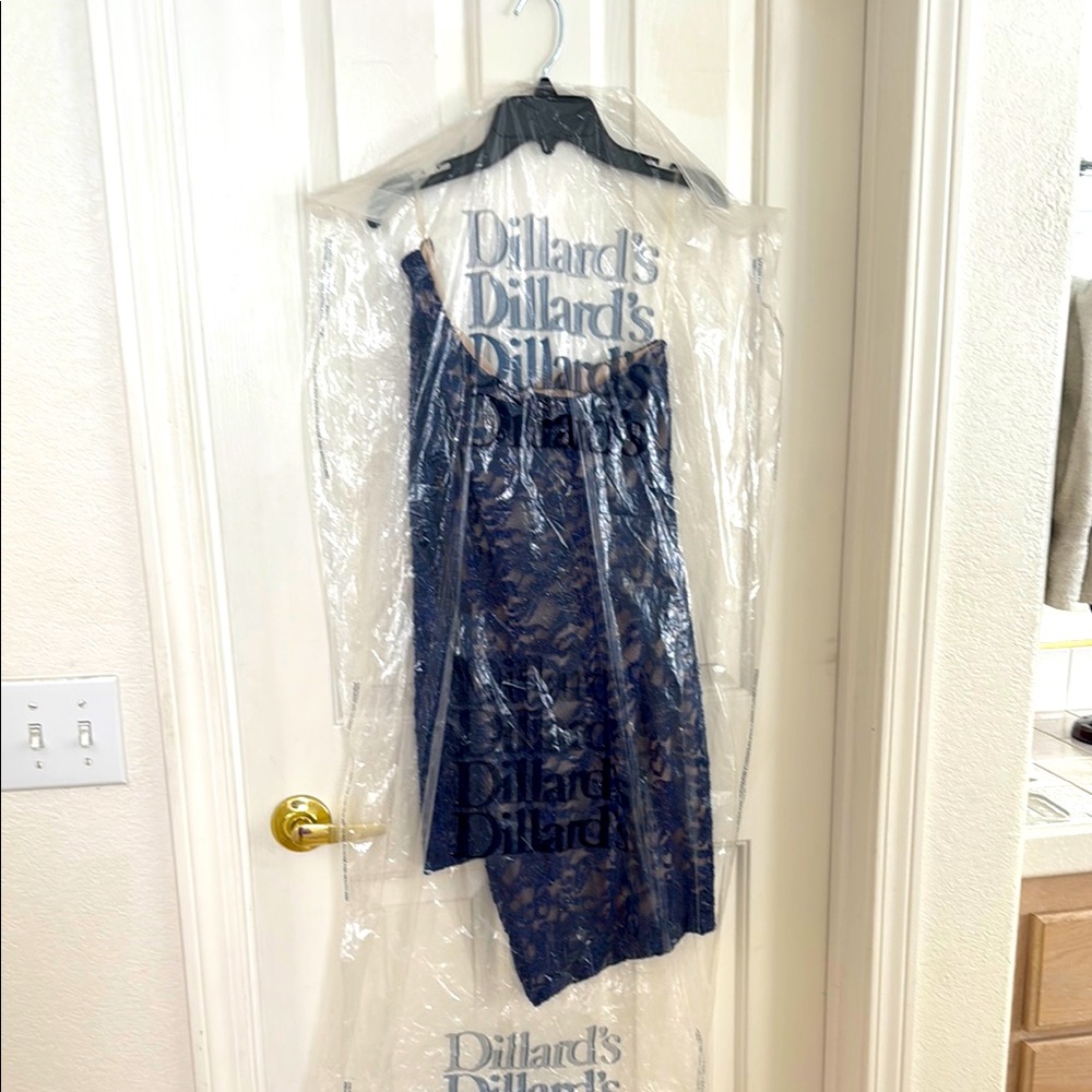 Honey and Rosie Blue Sequin One Shoulder Midi Dress